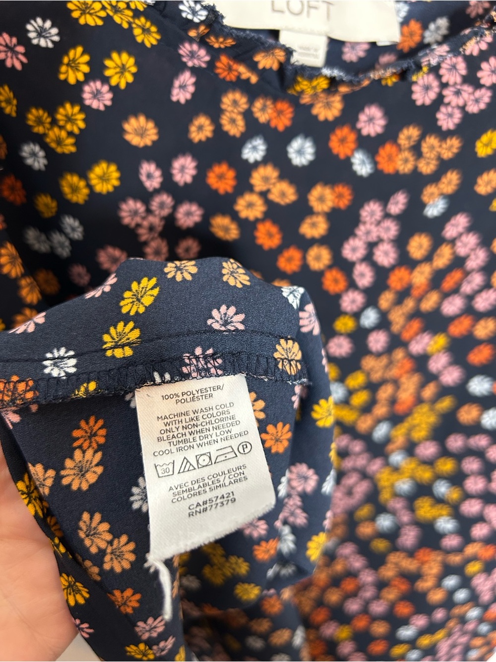 LOFT Navy Floral Spaghetti Strap Tank Top - Picture 5 of 6